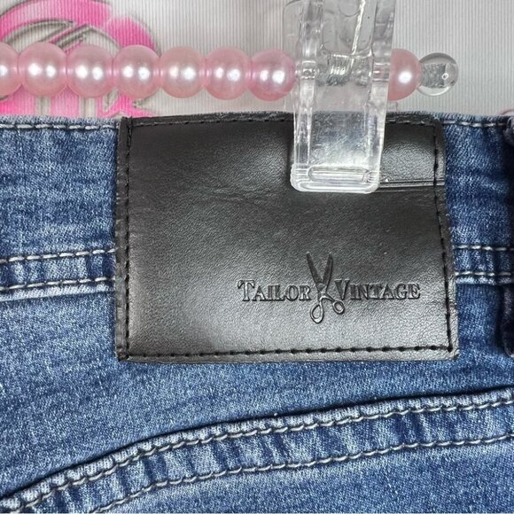 Tailor Vintage pants denim Men's Dark Blue Slim Straight Jeans - Picture 6 of 10